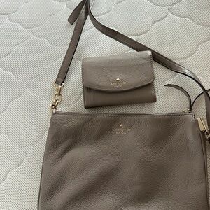 kate spade taupe pebble leather crossbody with matching wallet